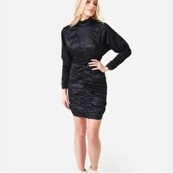 Hunter Bell Ariana Mockneck Mini Dress Onyx Jacquard Floral 0 NWT Cocktail Chic - Picture 1 of 10